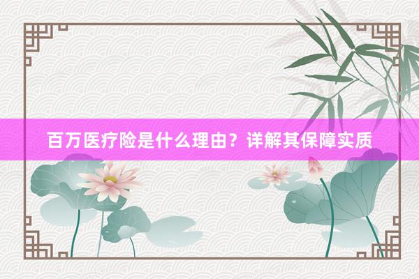 百万医疗险是什么理由？详解其保障实质